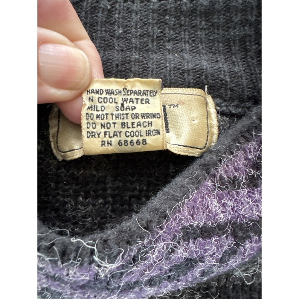 VTG Jed Mens Sweater Size M Gray Black And Purple - Picture 6 of 9